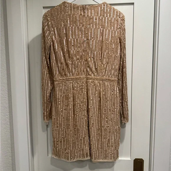 Mac Duggal Metallic Minidress Nude Size 10 Cocktail Collection EUC - Picture 3 of 10